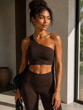 One Shoulder Sports Bra | Activewear | Espresso