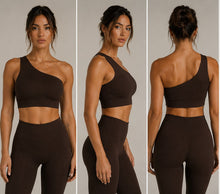 One Shoulder Sports Bra | Activewear | Espresso
