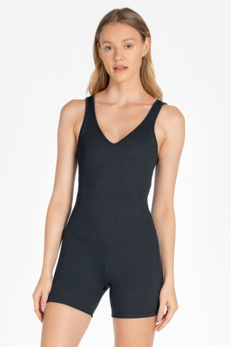 Rib Short Jumpsuit | Activewear | Black