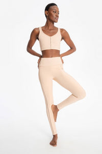 Rib Block Cropped Top | Activewear | Beige Colour